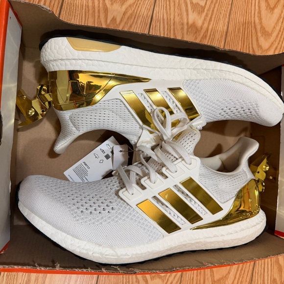 Adidas Gold and White Running Shoes